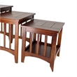 Benjara 3 Piece Nesting Table with Plank Tabletop and Slatted Sides- Oak Brown