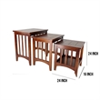 Benjara 3 Piece Nesting Table with Plank Tabletop and Slatted Sides- Oak Brown