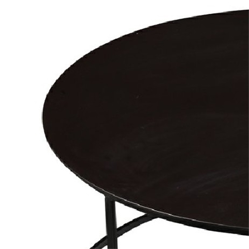 Benjara Round Metal Frame Side Table with Tubular Legs- Dark Brown