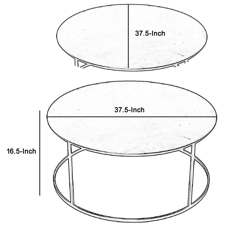 Benjara Round Metal Frame Side Table with Tubular Legs- Dark Brown