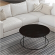 Benjara Round Metal Frame Side Table with Tubular Legs- Dark Brown