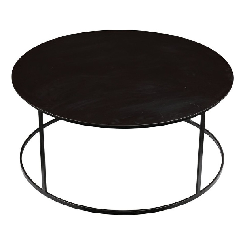 Benjara Round Metal Frame Side Table with Tubular Legs- Dark Brown