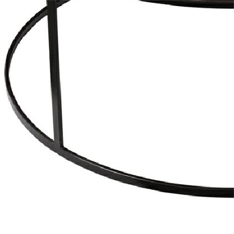 Benjara Round Metal Frame Side Table with Tubular Legs- Dark Brown