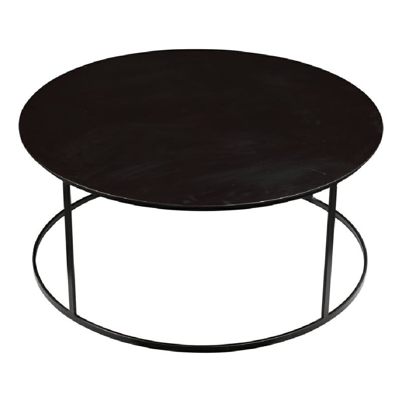Benjara Round Metal Frame Side Table with Tubular Legs- Dark Brown