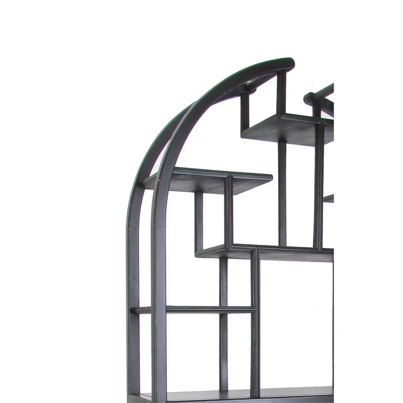 Benjara Arched Shape Display Unit with Multiple Shelves- Antique Black