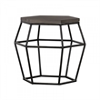 Benjara Hexagonal Concrete End Table with Metal Base- Gray and Black