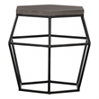 Benjara Hexagonal Concrete End Table with Metal Base- Gray and Black
