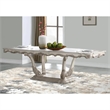 Benjara Traditional Style Dining Table with Scrolled Floral Motifs- Cream