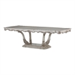 Benjara Traditional Style Dining Table with Scrolled Floral Motifs- Cream