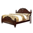 Benjara Traditional Style Eastern King Wooden Bed with Floral Carvings- Brown