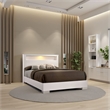 Benjara Queen Size Bed with Open shelf- White