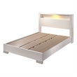 Benjara Queen Size Bed with Open shelf- White