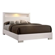 Benjara Queen Size Bed with Open shelf- White