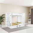 Benjara Industrial Style Full Size Bunk Bed with Recessed Panel Design- White