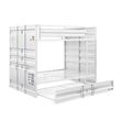 Benjara Industrial Style Full Size Bunk Bed with Recessed Panel Design- White