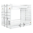 Benjara Industrial Style Full Size Bunk Bed with Recessed Panel Design- White