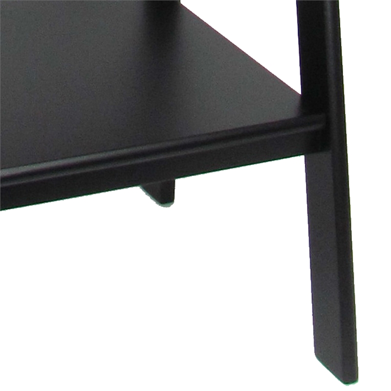 Benjara 3 Tier Wooden Storage Ladder Stand with Open Back and Sides- Black