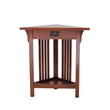 Benjara Mission Style Wooden Corner Table with 1 Drawer and Bottom Shelf- Brown