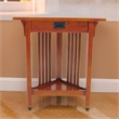 Benjara Mission Style Wooden Corner Table with 1 Drawer and Bottom Shelf- Brown