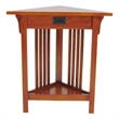 Benjara Mission Style Wooden Corner Table with 1 Drawer and Bottom Shelf- Brown