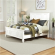 Benjara Panel Design High Headboard Queen Size Bed with Molded Details- White