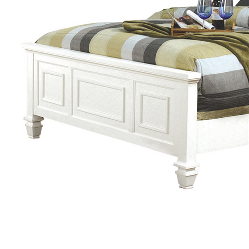 Benjara Panel Design High Headboard Queen Size Bed with Molded Details- White