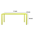 Benjara Slatted Top Metal Dining Table with Straight Legs- Light Green