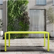 Benjara Slatted Top Metal Dining Table with Straight Legs- Light Green