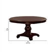 Benjara Traditional Round Dining Table with Carved Pedestal Base- Cherry Brown