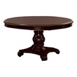 Benjara Traditional Round Dining Table with Carved Pedestal Base- Cherry Brown