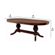 Benjara Obround Interchangeable Game Table w/ Double Pedestal Base- Cherry Brown