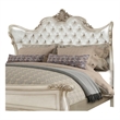 Benjara Fabric Upholstered Button Tufted Eastern King Wingback Headboard- White