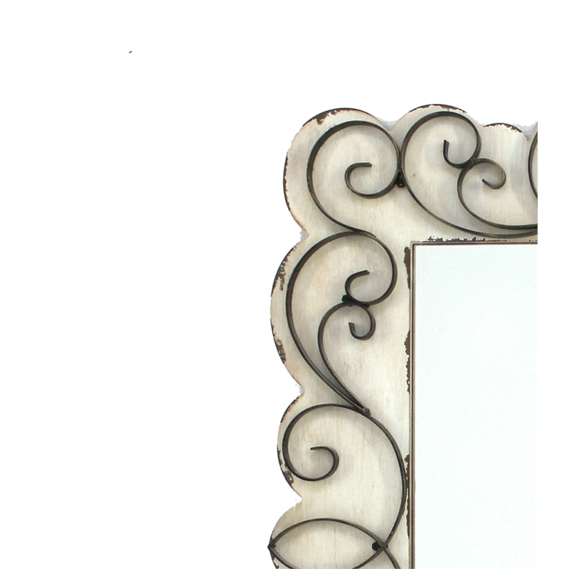 Benjara Rectangular Wall Mirror Set of 2 w/ Wooden Frame - White