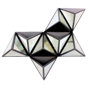 Benjara Prism Type Structured Wall Decor with Triangular Mirrors- Silver