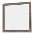 Benjara Square Shape Wooden Frame Mirror with Textured Details- Brown