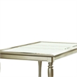 Benjara Rectangular Wooden Dining Table w/ Glass Top Inserts & Turned Legs-Gold