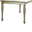 Benjara Rectangular Wooden Dining Table w/ Glass Top Inserts & Turned Legs-Gold