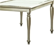 Benjara Rectangular Wooden Dining Table w/ Glass Top Inserts & Turned Legs-Gold