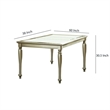 Benjara Rectangular Wooden Dining Table w/ Glass Top Inserts & Turned Legs-Gold