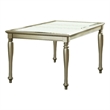 Benjara Rectangular Wooden Dining Table w/ Glass Top Inserts & Turned Legs-Gold