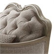 Benjara Button Tufted Camel Back Chair with Pillows & Scalloped Trim Arms- Gray