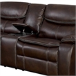 Benjara Leatherette Reclining Sectional with Double Stitching Details- Brown