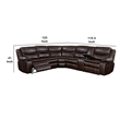 Benjara Leatherette Reclining Sectional with Double Stitching Details- Brown