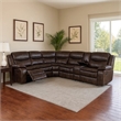 Benjara Leatherette Reclining Sectional with Double Stitching Details- Brown