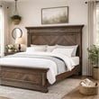 Benjara Molded Eastern King Headboard with Herringbone Pattern- Brown