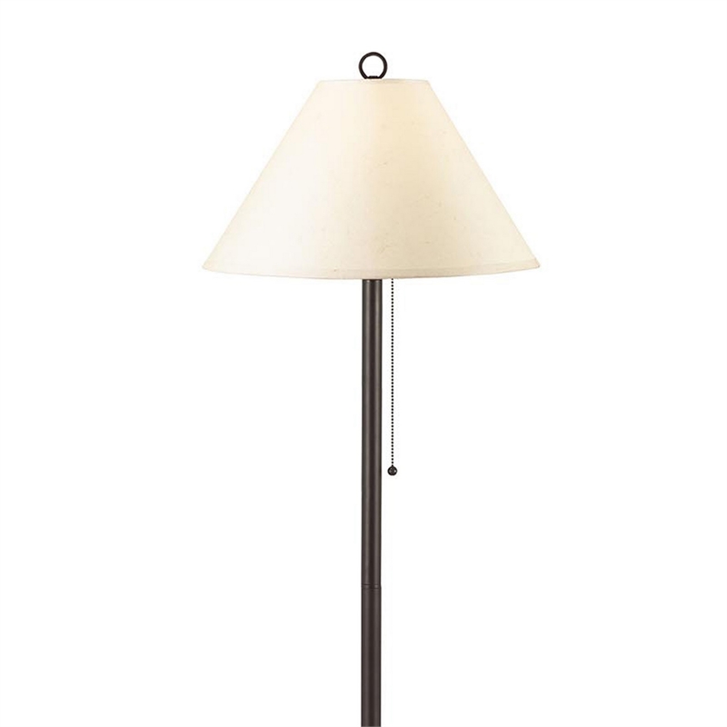Benjara Metal Floor Lamp with Pull Chain Switch & Paper Shade- Off White & Black