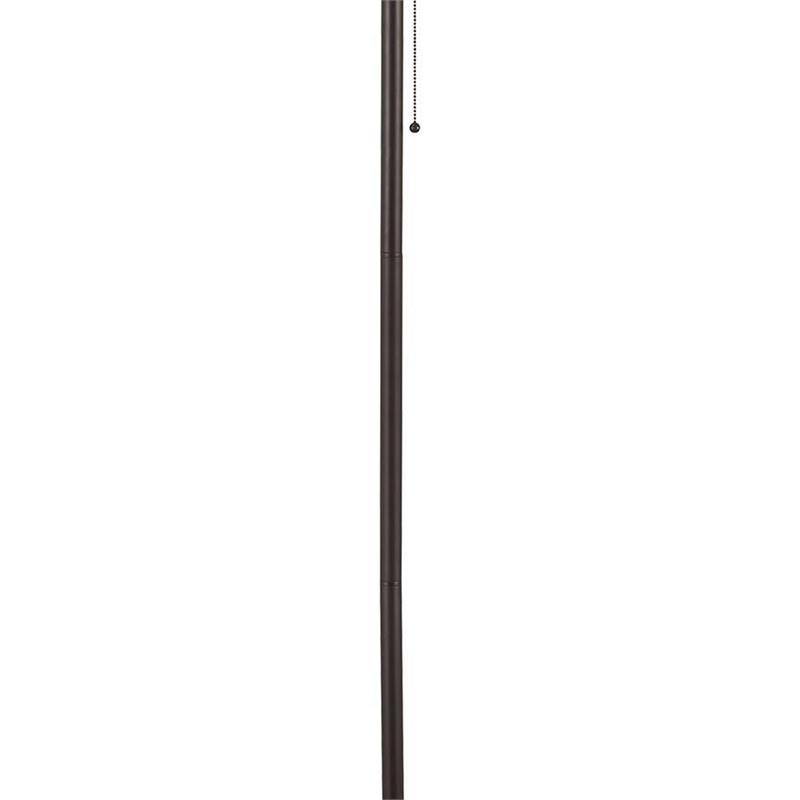 Benjara Metal Floor Lamp with Pull Chain Switch & Paper Shade- Off White & Black