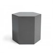 Benjara Contemporary High Gloss Hexagonal Wooden End Table- Medium- Gray
