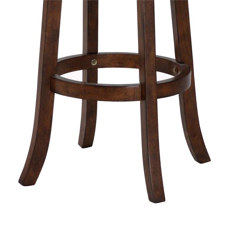 Benjara Curved Swivel Barstool with Leatherette Padded Seating- Brown and Black