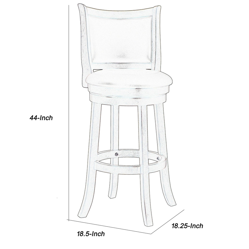 Benjara Curved Swivel Barstool with Leatherette Padded Seating- Brown and Black